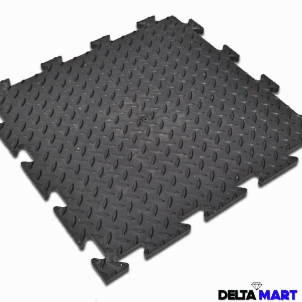 Interlocking Checker Plate design 1mx1mx12mm Rubber Stable Mats UK